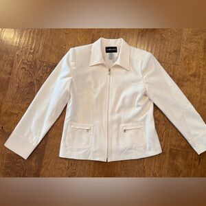 Sag Harbor Cream Zip Front Jacket Size 10 Classic Vintage Blazer